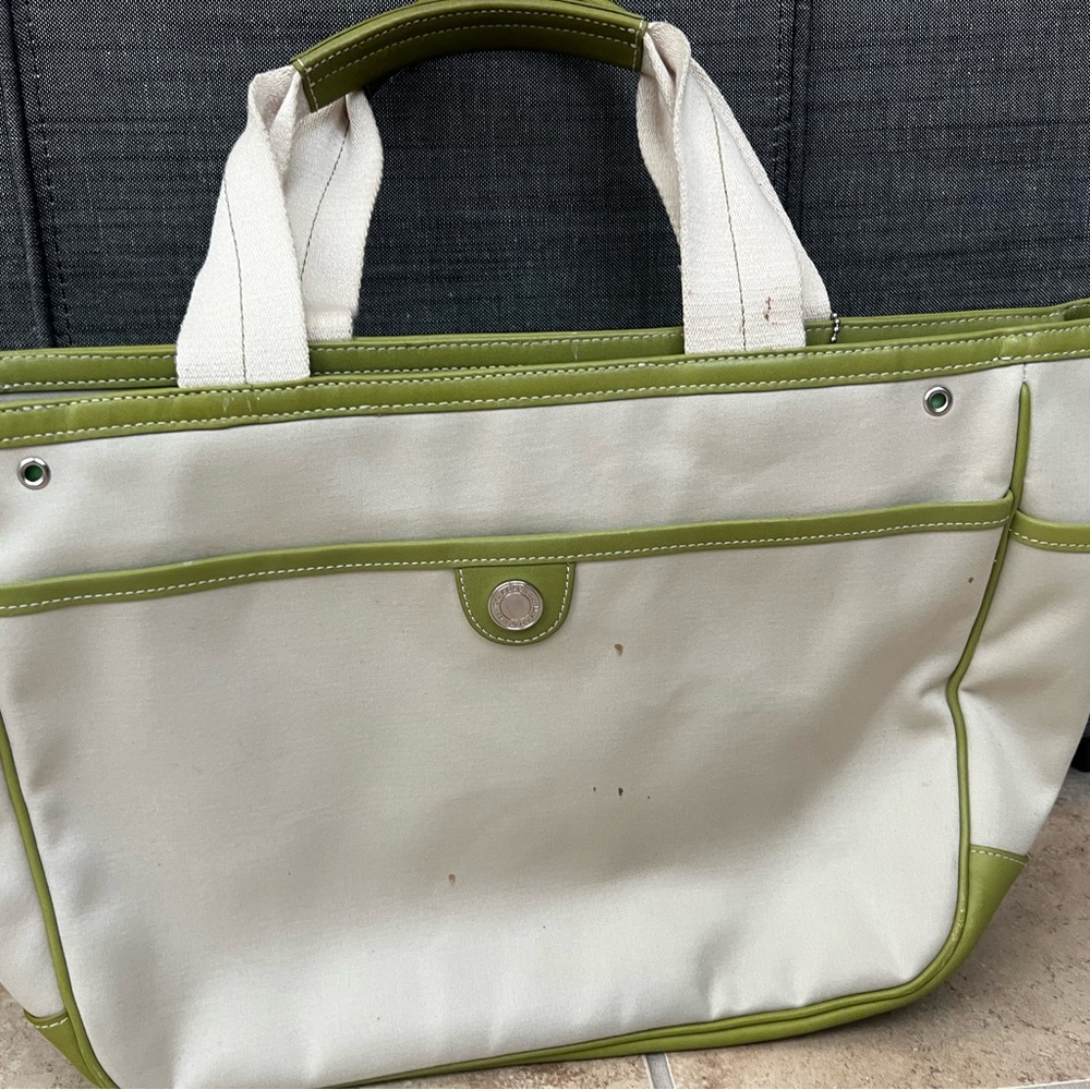 Coach Cream and Green Tote Bag - Picture 3 of 15